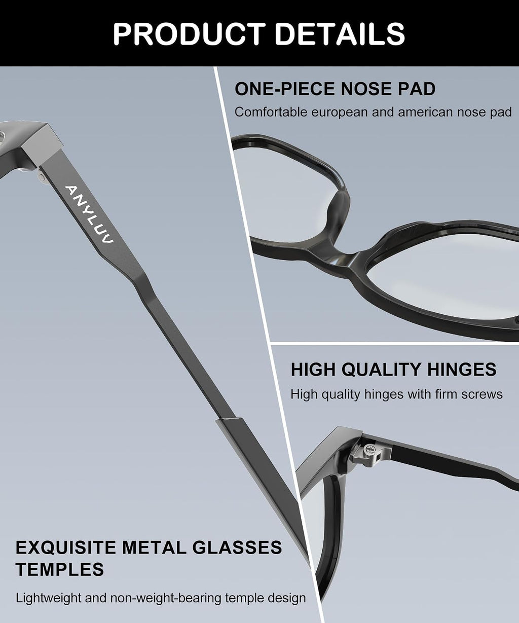 ANYLUV Blue Light Glasses for Men  Lightweight Computer Gaming Glasses  Stylish Anti Eyestrain Blue Light Blocking Men