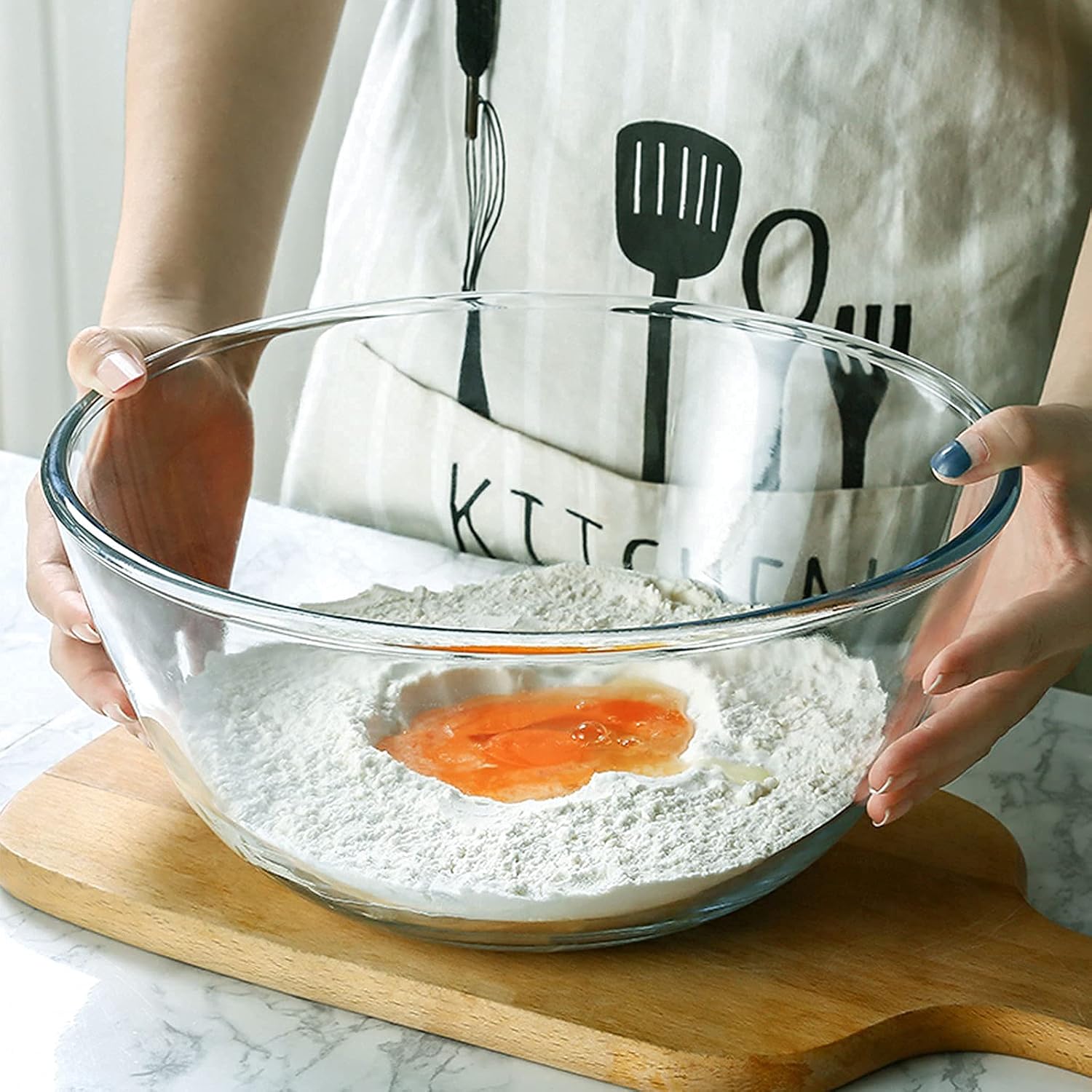 Glass Mixing Bowl Set for Baking 3-Piece Salad Bowl Set (1qt  2.5qt  4.2qt)  High Brosilicate Large Bowls for Kitchen Prepping Serving and Storage  Microwave Dishwasher Oven Safe
