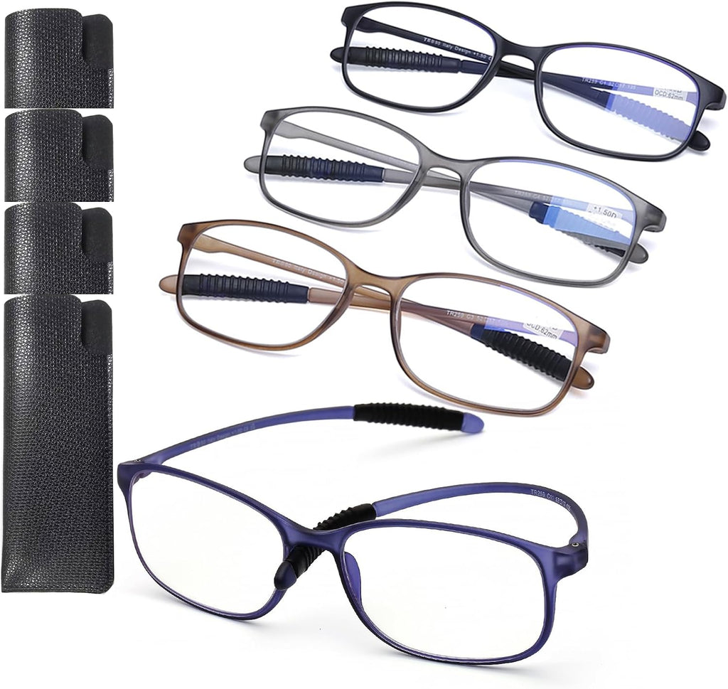 AQWANO 4 Pack Flexible Computer Reading Glasses Men Women Blue Light Blocking  Lightweight TR90 Frame Readers Glasses Anti Glare 2.0