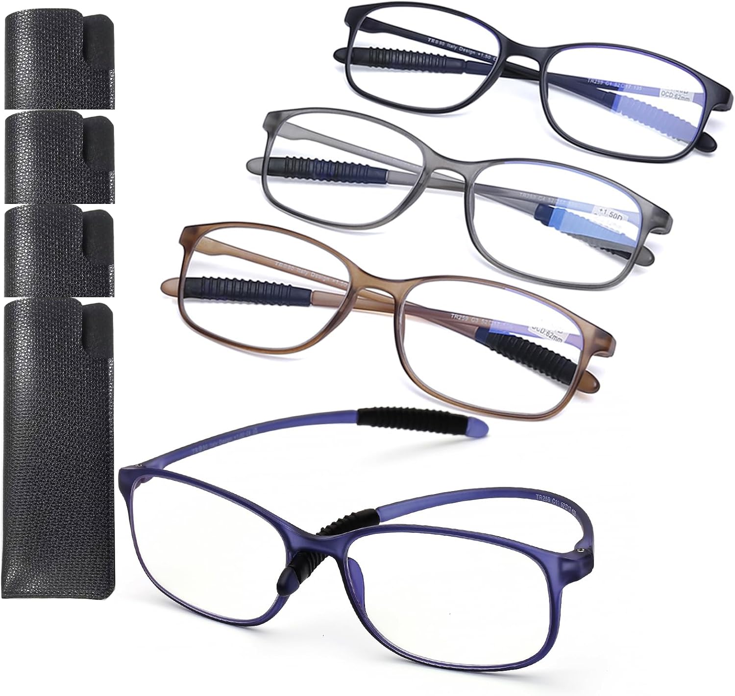 AQWANO 4 Pack Flexible Computer Reading Glasses Men Women Blue Light Blocking  Lightweight TR90 Frame Readers Glasses Anti Glare 2.0
