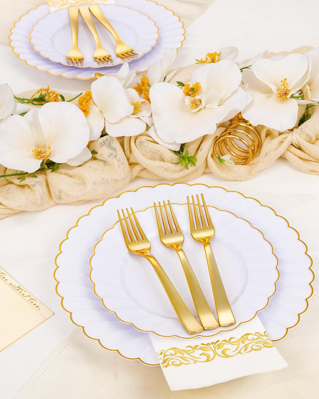 YOUBET 50PCS Gold Plastic Forks - Heavy Duty Plastic Forks - Solid Durable Gold Disposable Silverware for Party Picnic Wedding and Daily Use