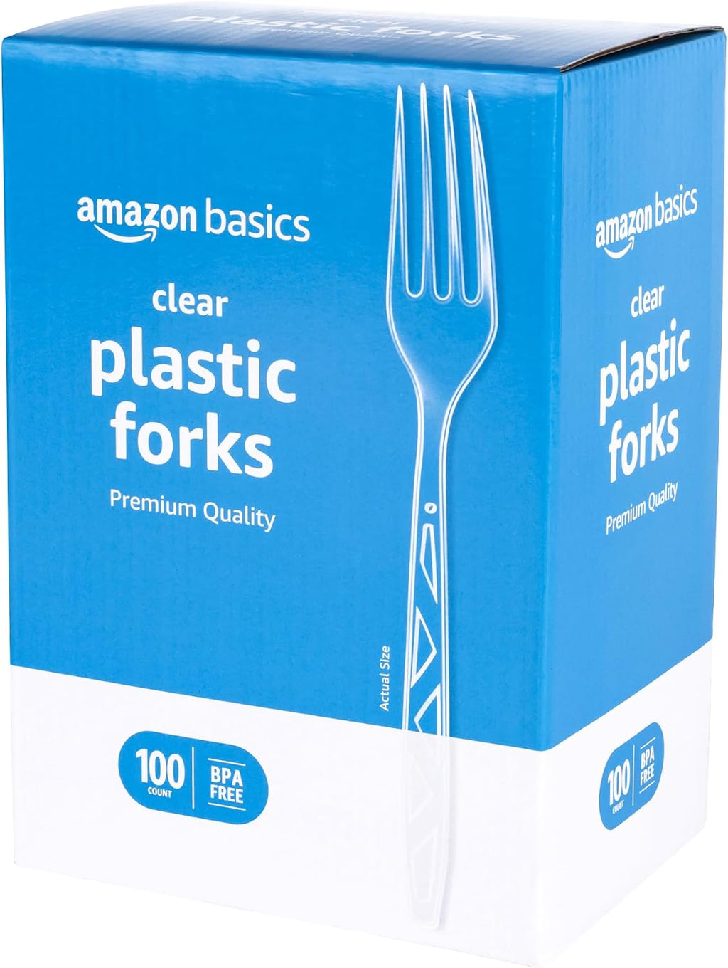 Amazon Basics Disposable Clear Plastic Forks  Premium Quality  100 Count  Large Pack