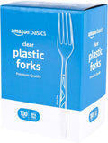 Amazon Basics Disposable Clear Plastic Forks  Premium Quality  100 Count  Large Pack