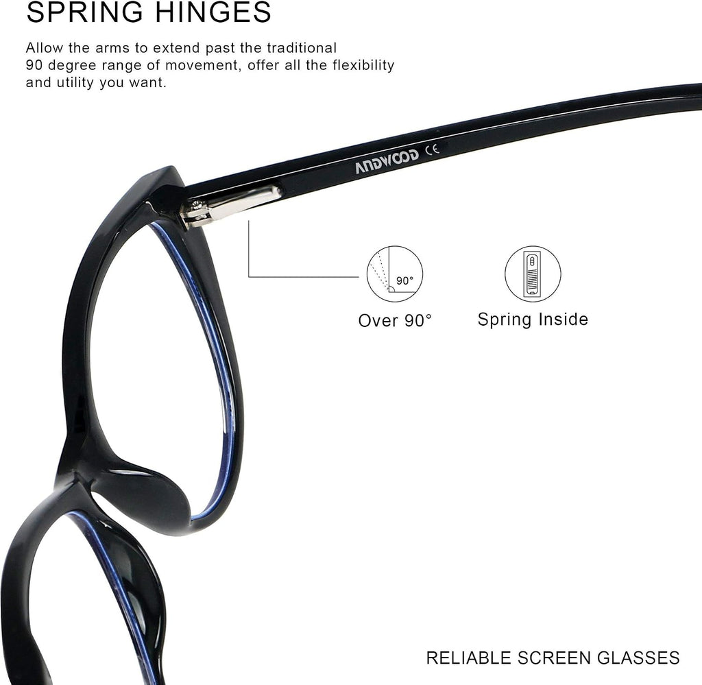ANDWOOD Blue Light Blocking Glasses Women Bluelight Blocker Computer Cateye Clear Cat Eye Eyeglasses Frame AR003