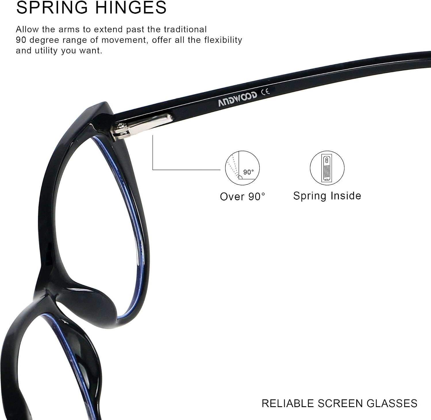 ANDWOOD Blue Light Blocking Glasses Women Bluelight Blocker Computer Cateye Clear Cat Eye Eyeglasses Frame AR003