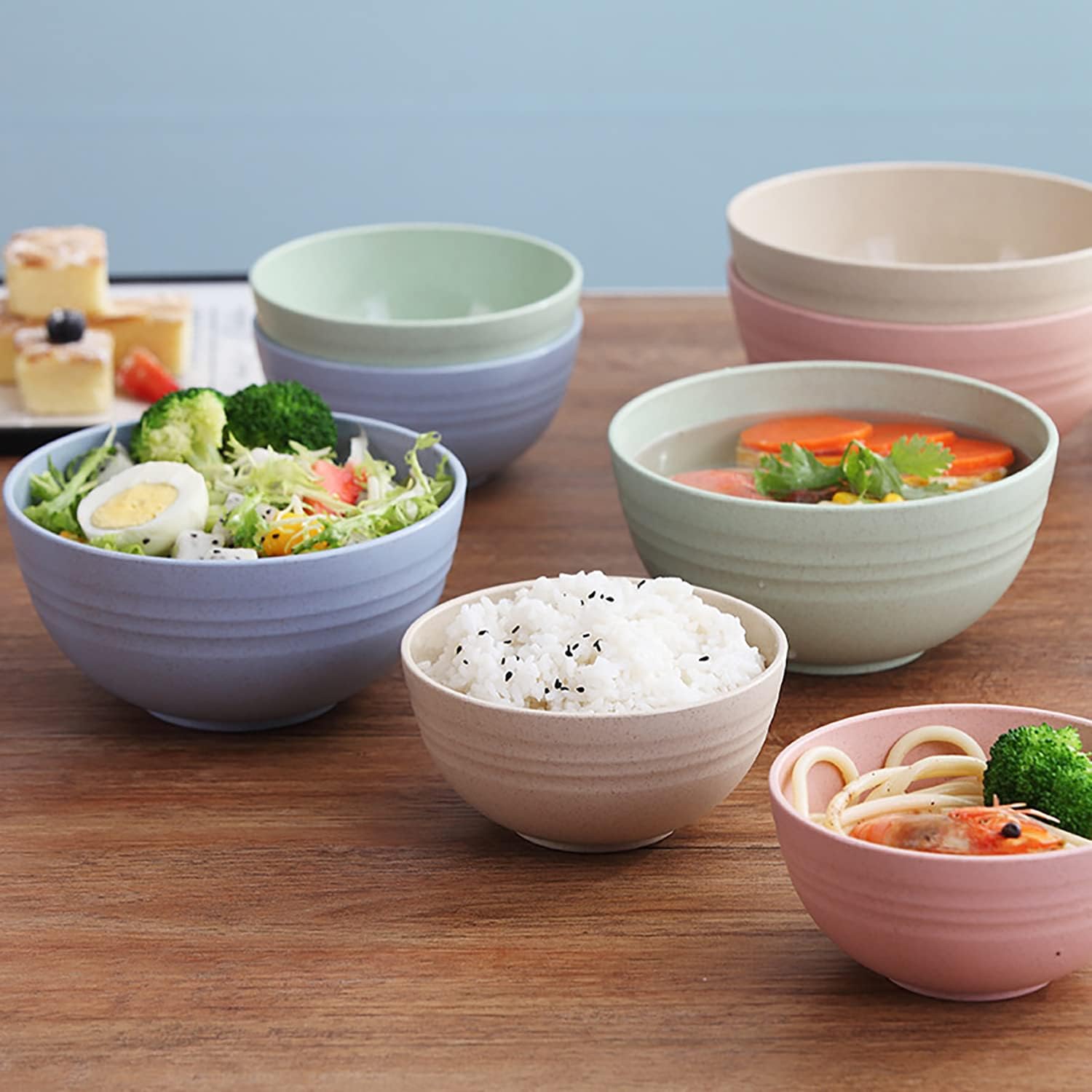 8 OZ Small Bowls Set Cereal Bowls Wheat Straw Bowl Assorted Color Dessert Bowls for Serving Soup  Oatmeal  Pasta and Salad