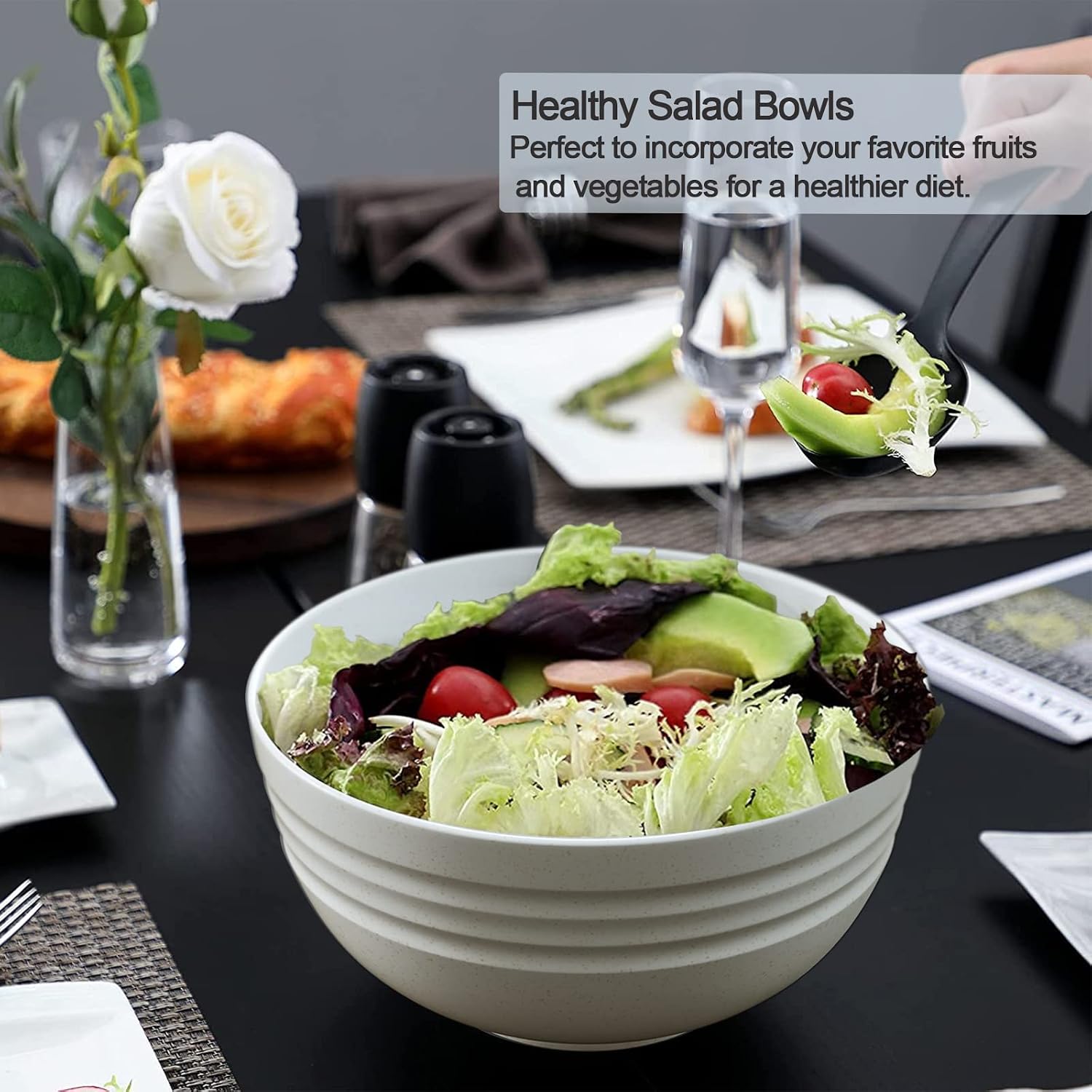Homestockplus [Set of 6] 68 Oz Salad Bowls Large Serving Bowls Unbreakable Ramen Bowl for Salad  Soup  Ramen  Noodle  Oatmeal  Snack Apply to Kitchen  Freezer Dishwasher & Microwave Safe