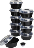 GoodCook 4-Cup Meal Prep Bowls Set with Lids and Dressing Cup  Microwavable Food Storage Containers for Meal Prepping  Set of 10  Black