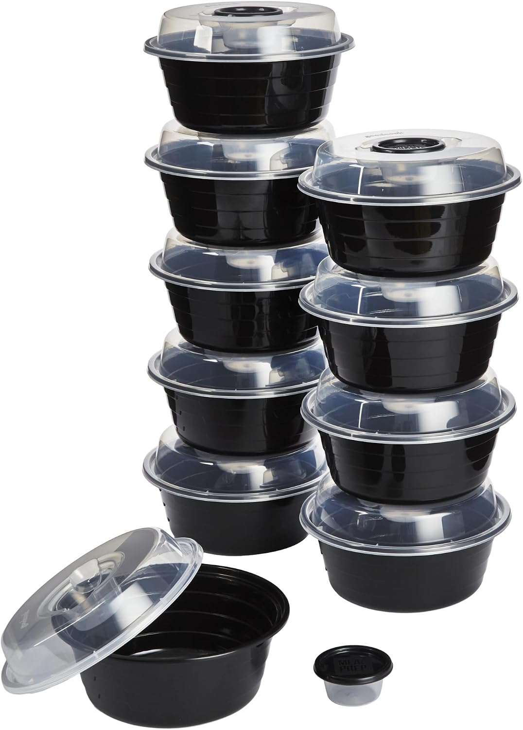 GoodCook 4-Cup Meal Prep Bowls Set with Lids and Dressing Cup  Microwavable Food Storage Containers for Meal Prepping  Set of 10  Black