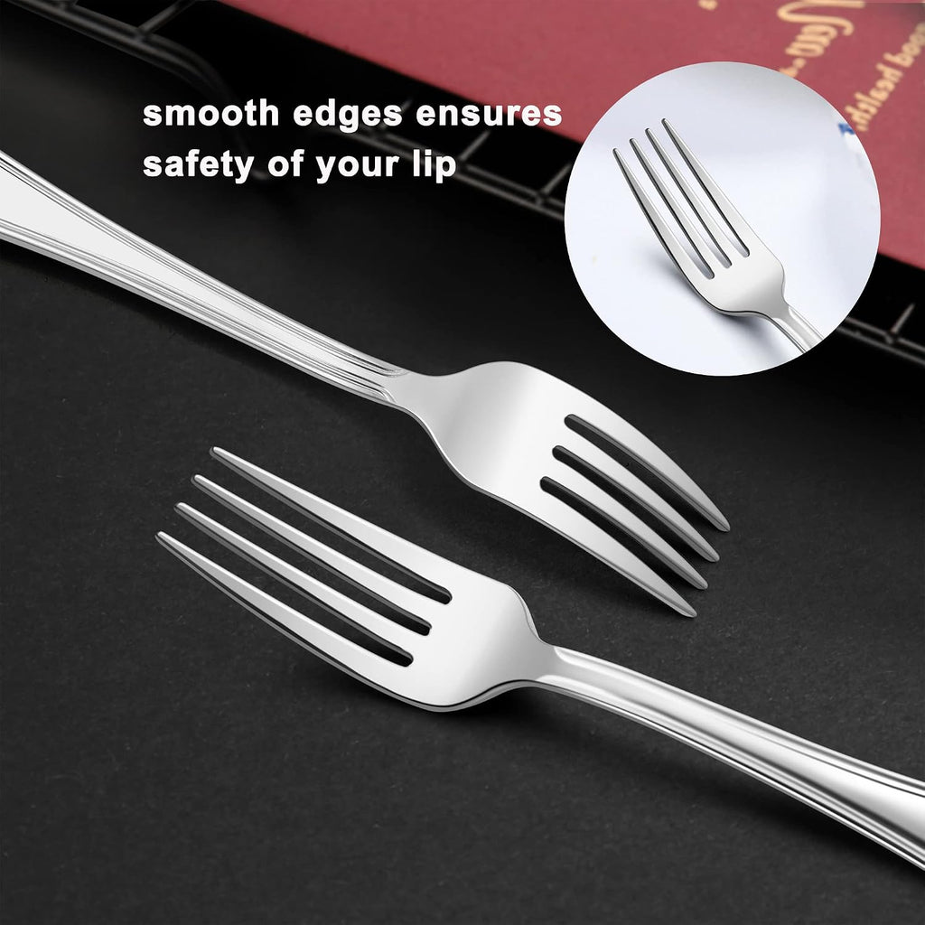 LIANYU Salad Forks Set of 12  6.7 Inches Stainless Steel Appetizer Dessert Forks Silverware  Scalloped Edge  Dishwasher Safe