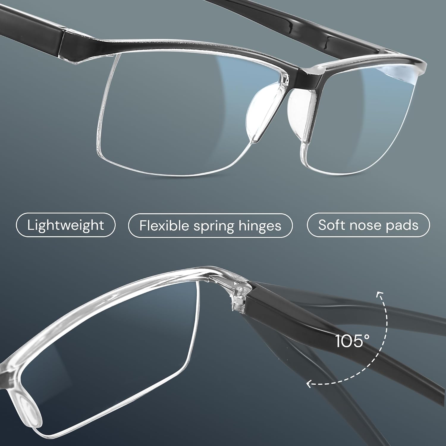 Gaoye 1.75 Executive Style Reading Glasses Men - Durable Readers with Blue Light Filtering- Comfortable Fit with TR90 Frames