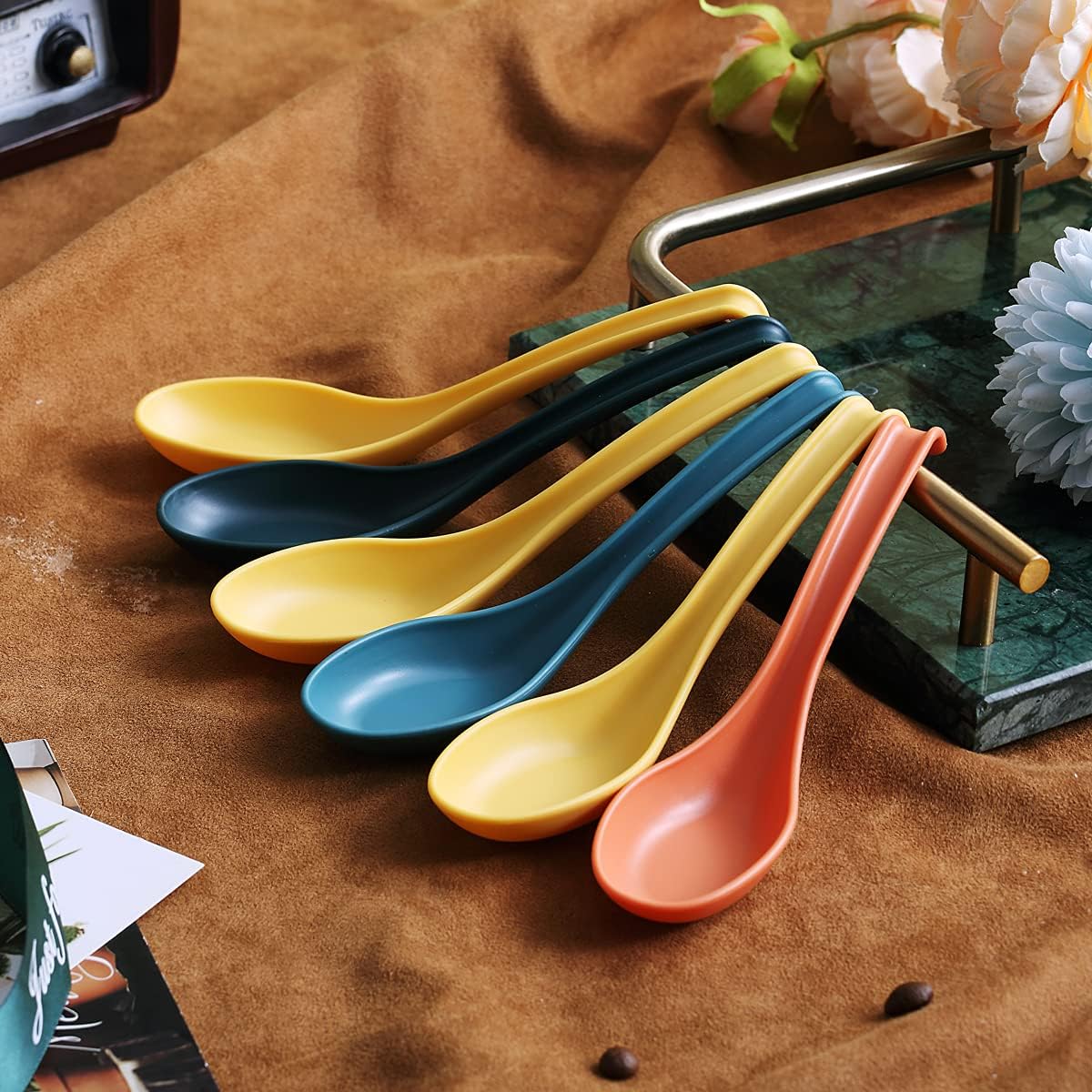 Evanda Soup Spoon  ECO Friendly Dinner Spoon Made of Food Grade PP  BPA Free Easy Clean Dishwasher Safe Set of 12(Mix Color)
