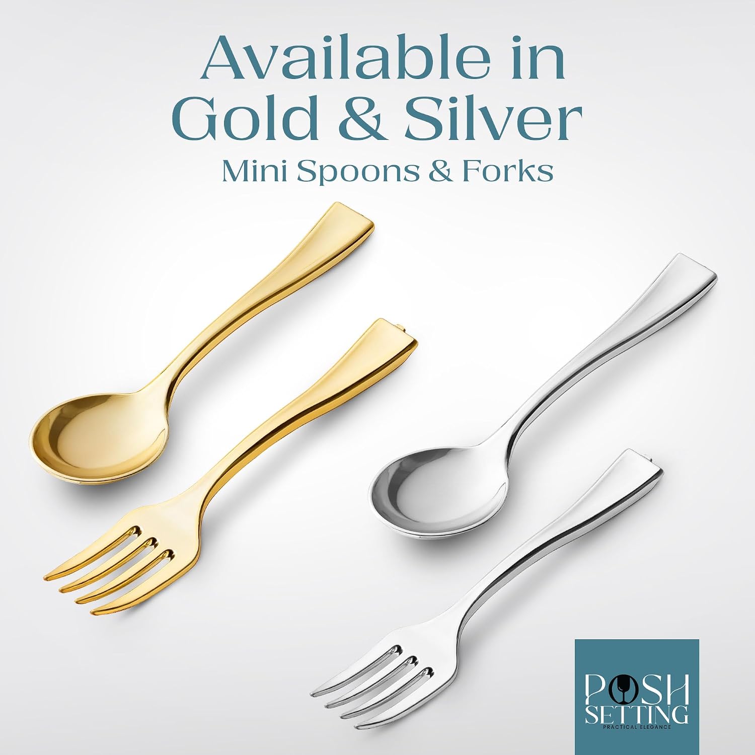 Posh Setting Plastic Mini Gold Spoons  4 inch Gold Dessert Spoon Disposable  Small Plastic Spoons for Dessert  Tiny Little Appetizer Spoon Golden (80 Pack)