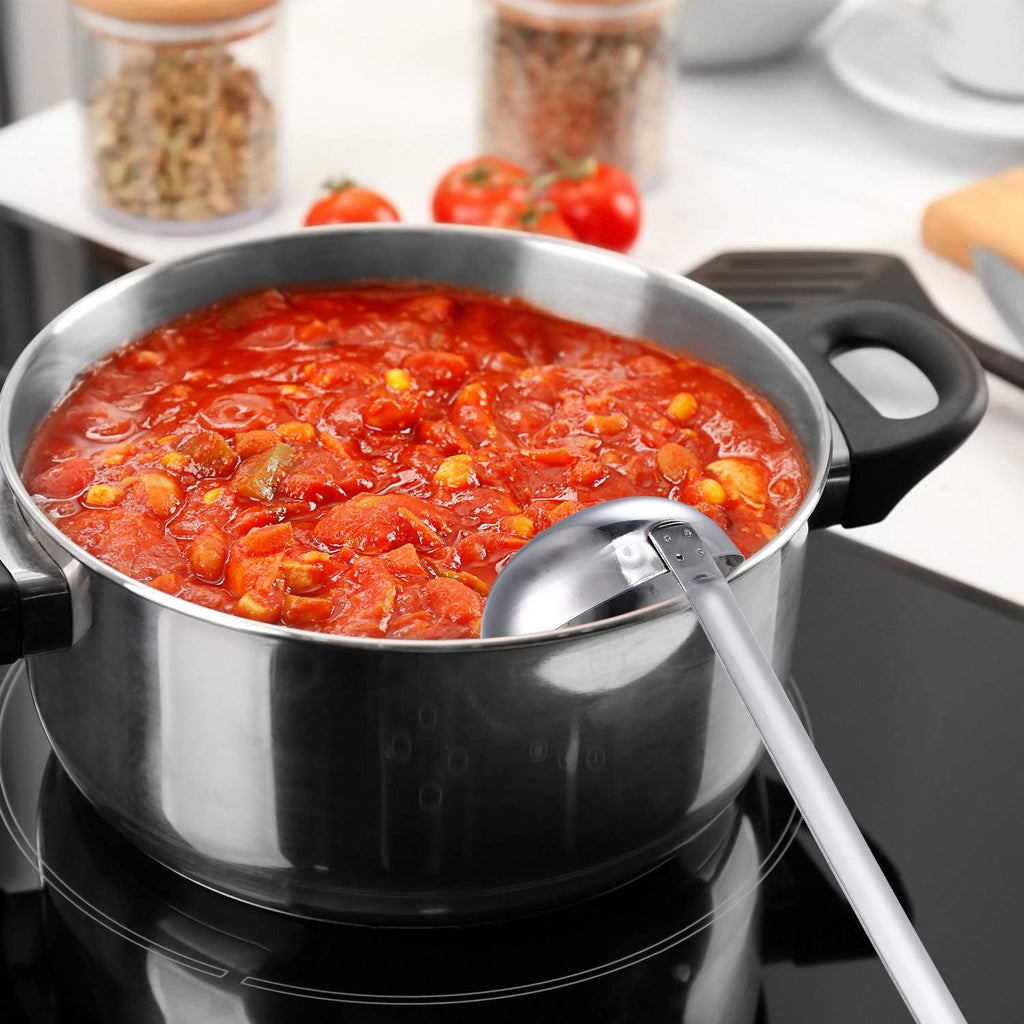 meekoo 3 Pieces Stainless Steel Ladle Soup Handle Ladle with Pouring Rim for Kitchen Cooking Soup Sauce(4 oz)