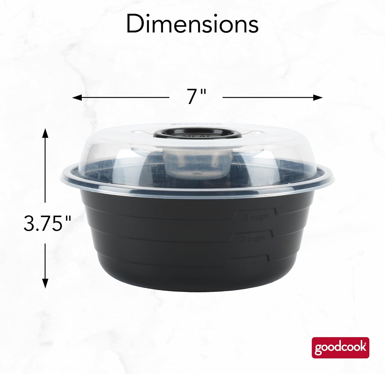 GoodCook 4-Cup Meal Prep Bowls Set with Lids and Dressing Cup  Microwavable Food Storage Containers for Meal Prepping  Set of 10  Black