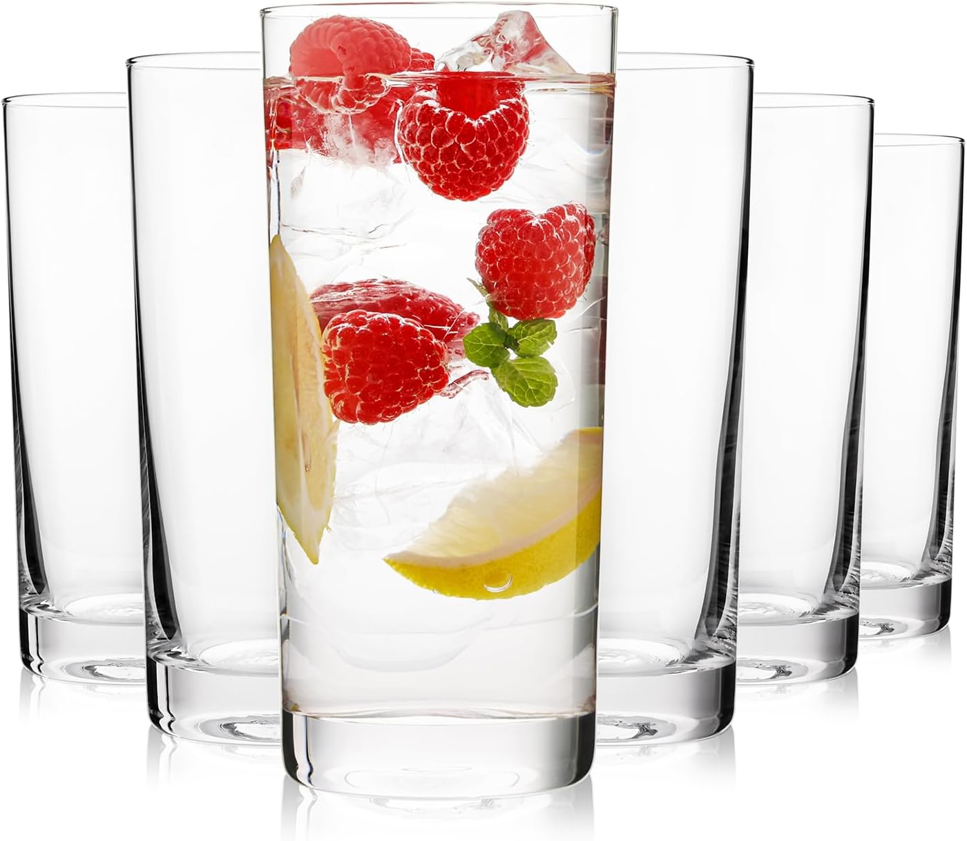 Highball Glasses Set of 6  16oz Tall Drinking Glasses  Water Glass for Kitchen  Tom Collins Glasses  Mojito Glass Cups  Cocktail Glasses for Bar Glassware