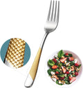 Xideman® 12-Piece Premium Hammered Salad Forks Set (6.7 inch)  18/10 Stainless Steel Forks Silverware  Mirror Polished Dessert Forks for Home  Kitchen  Restaurant  Dishwasher Safe (Silver Gold)