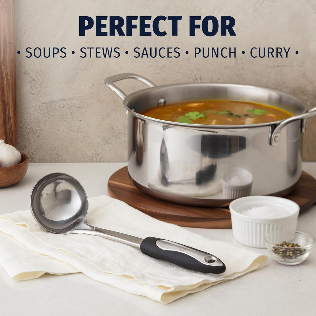 Zulay Kitchen Premium Soup Ladle - 12" Stainless Steel with Non-Slip Silicone Handle
