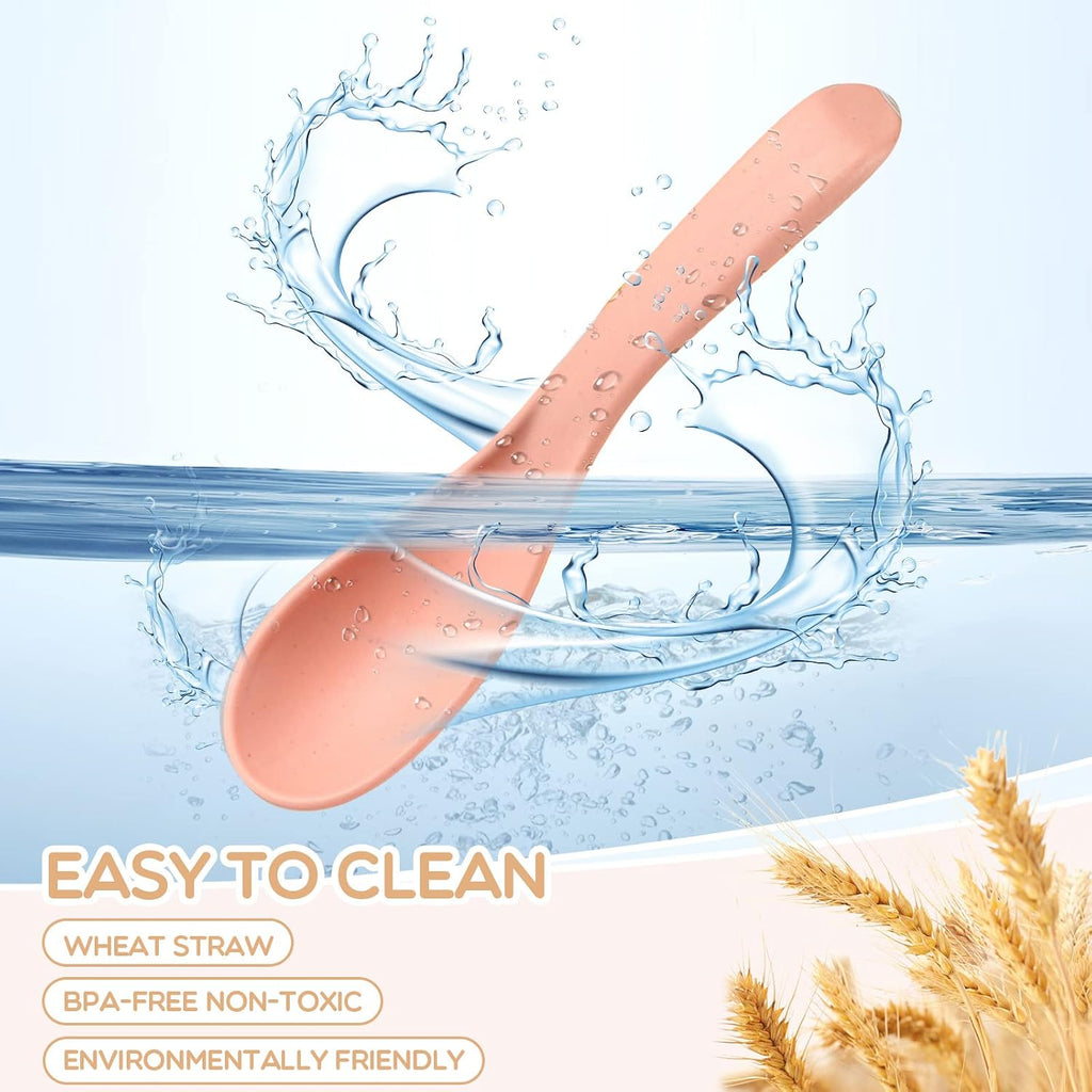 16 Pcs Wheat Straw Spoon set Unbreakable Soup Spoons 6 Inches Portable Small Spoons Cereal Spoon for Adult (8 colors)