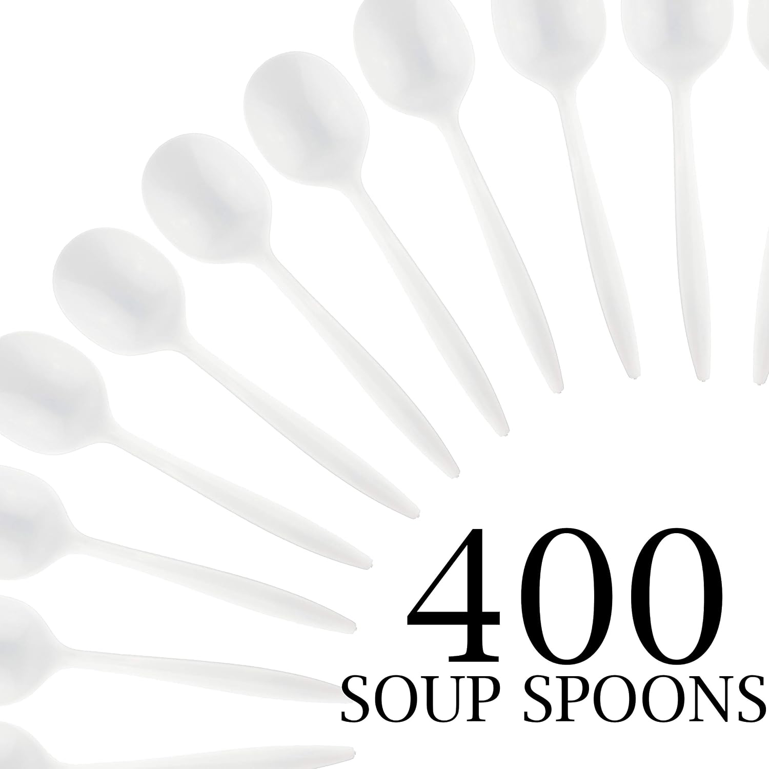 Plasticpro Cutlery 400 Mediumweight White Disposable Plastic Soup Spoons