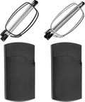 Success Eyewear Reading Glasses 2 Pair Black and Gunmetal Readers Compact Folding Unisex Glasses for Reading Case Included