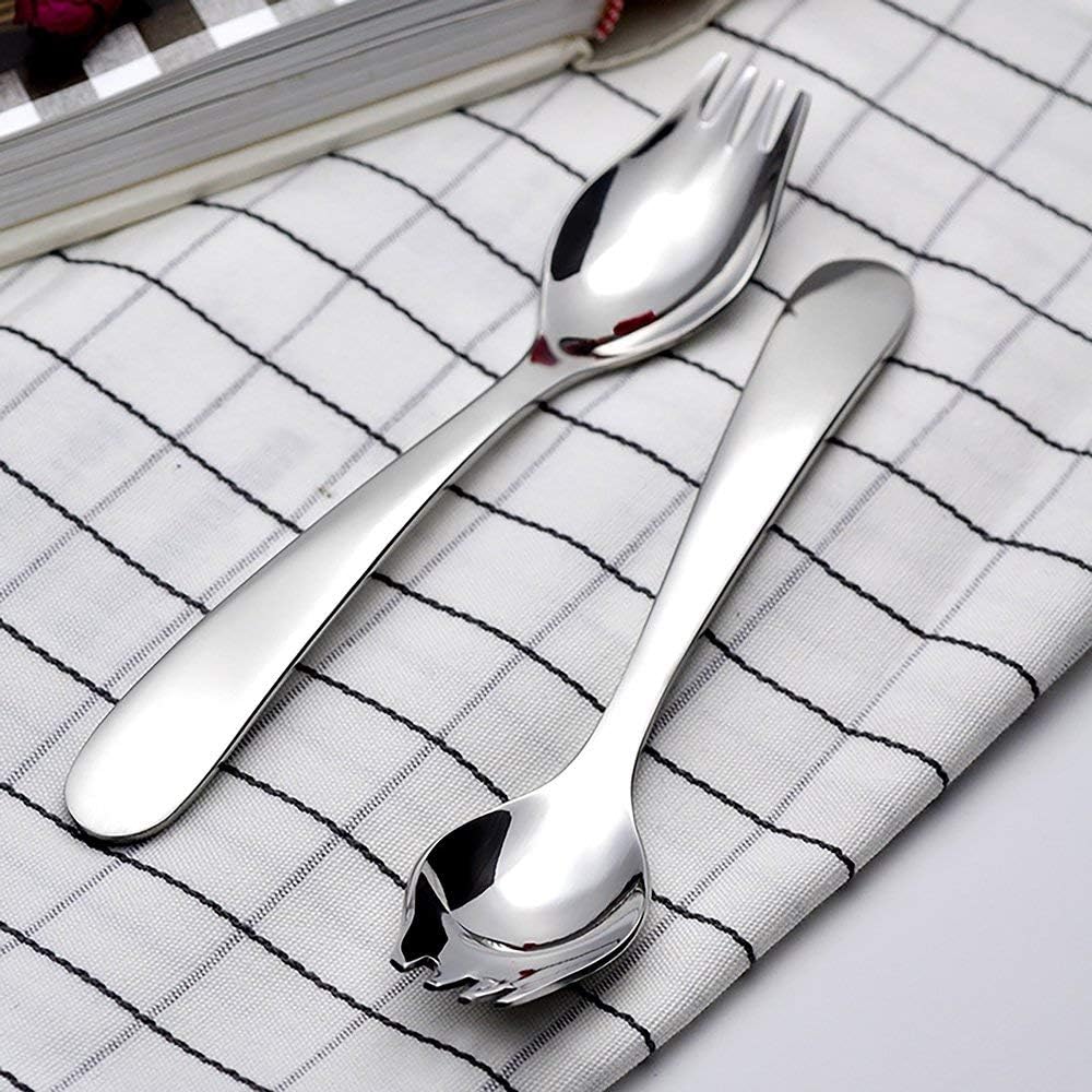 6-Pack Mini Stainless Steel Sporks  Back to school lunch supplies Fruit Appetizer Dessert Salad Flatware Set  5.9-Inch Long(S)