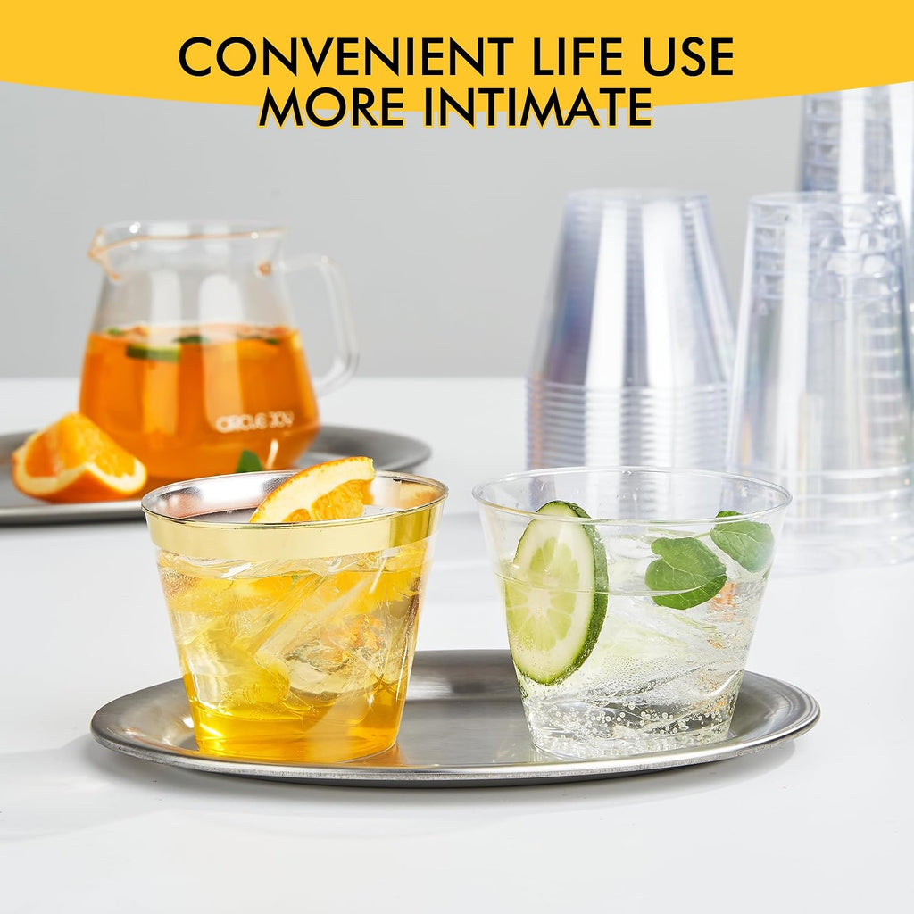 RACETOP 200 Pack 9 oz Clear Plastic Cups for Party  Disposable Clear Cup  Disposable Cups  Wine Glasses Cups  Plastic Cocktail Glasses