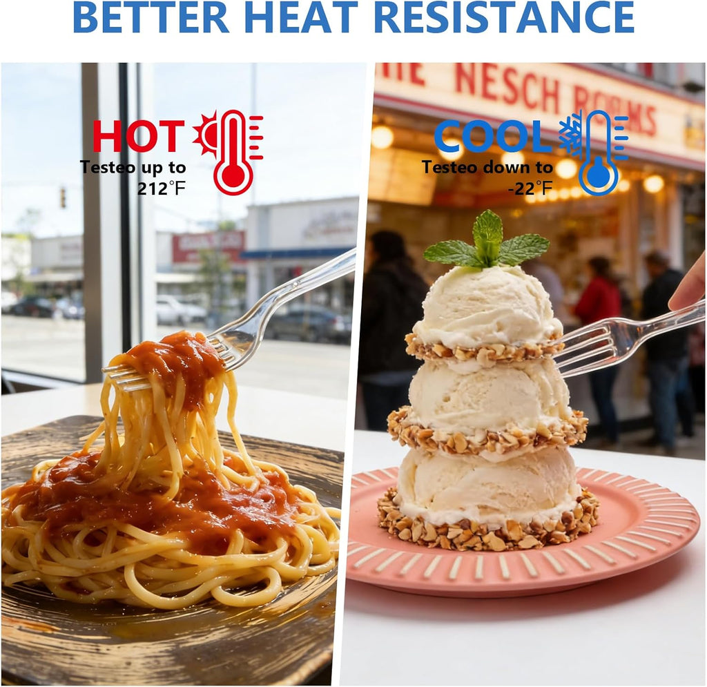 SACATR 1000 Count Heavy Duty Clear Plastic Forks BPA-Free Heat Resistant Disposable Plastic Forks Bulk  Solid Durable Premium Cutlery for Parties  Events and Everyday Use