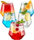 BESTSTAR 40 PCS Clear 12 Oz Plastic Wine Whiskey Glasses  Diamond Stemless Unbreakable Disposable Wine Glasses for Parties  Ideal for Weddings  Christmas  Halloween Holidays pool party Daily Use