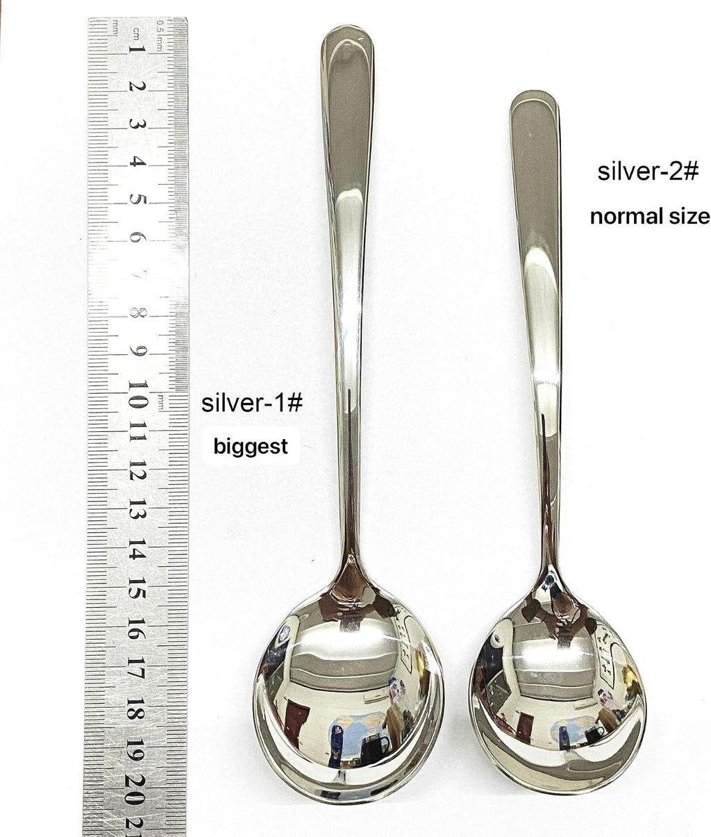 Soup Spoons 6-Pack 18/10 Stainless Steel Big  Large and Heavy Duty Round Spoons Elegance Series 7.7 Inch Long 2.2 Ounces Weight by IRONX (biggest soup spoons)