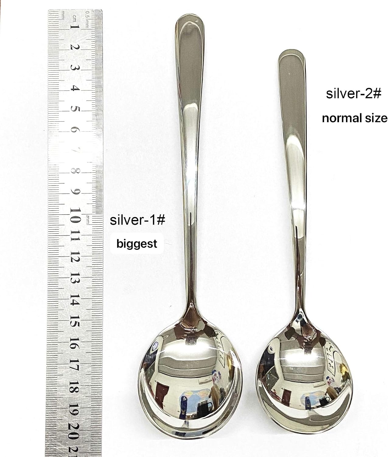 Soup Spoons 6-Pack 18/10 Stainless Steel Big  Large and Heavy Duty Round Spoons Elegance Series 7.7 Inch Long 2.2 Ounces Weight by IRONX (biggest soup spoons)