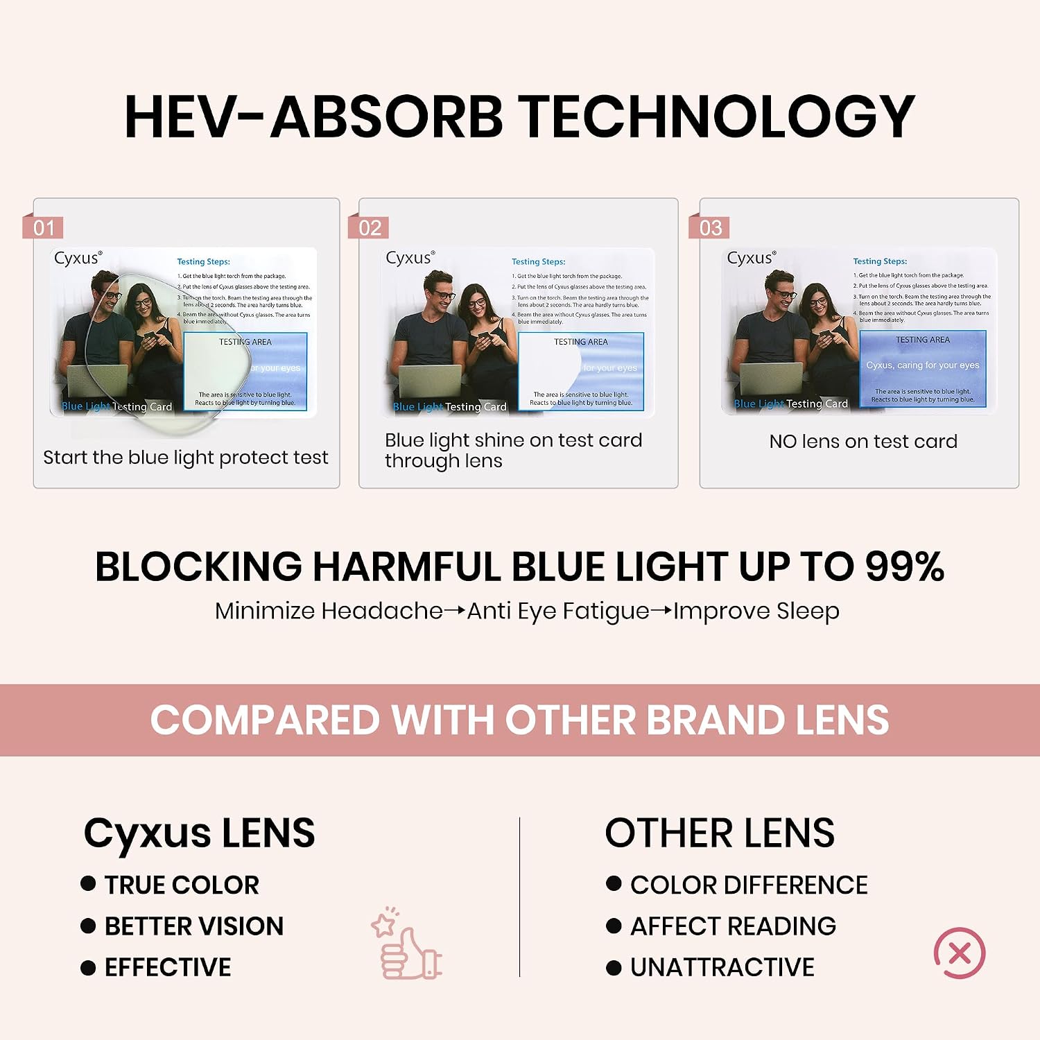 Cyxus Blue Light Glasses for Woman  Reduce Eye Strain Ideal for Office Working  Studying Ultra-Light TR90 for All-Day Comfort