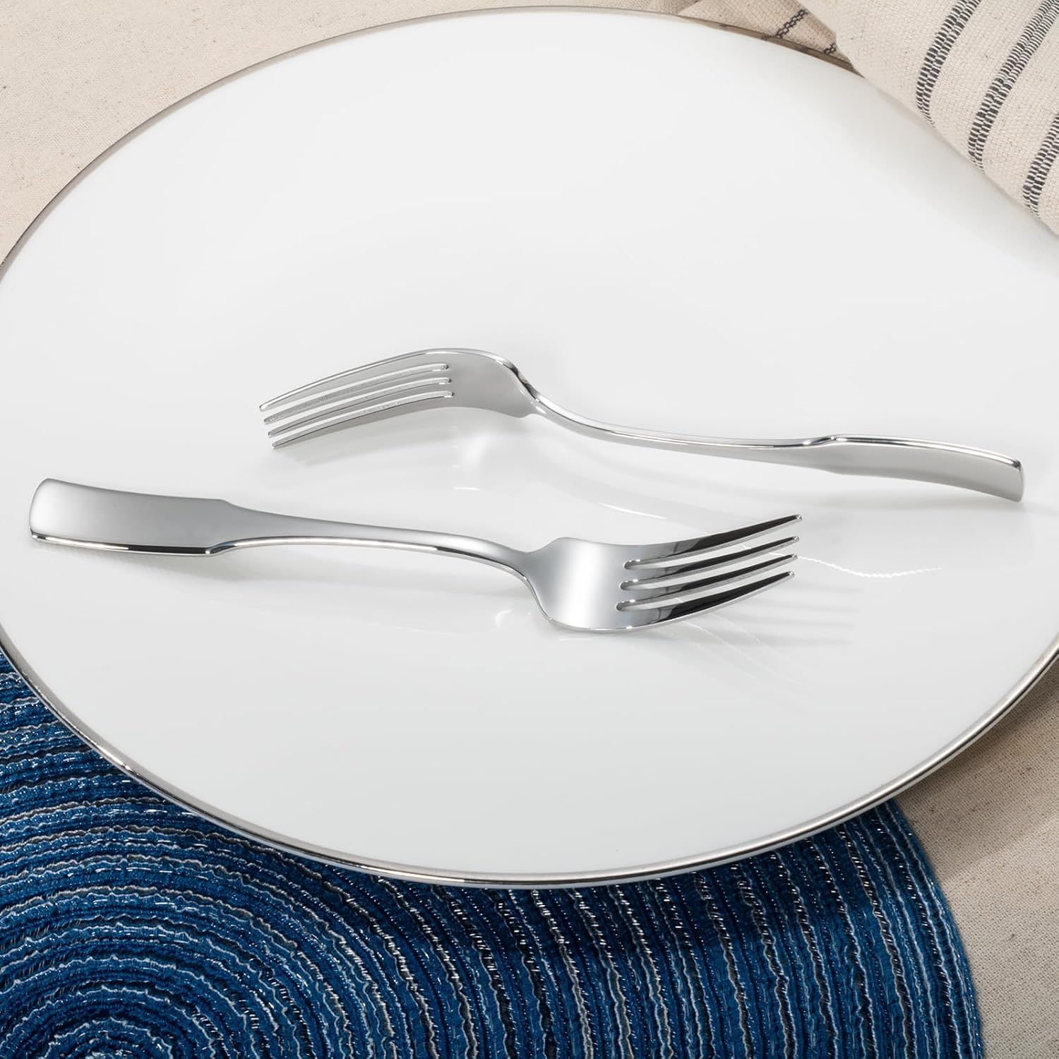 Alata Kate Salad Forks  Set of 12  Stainless Steel Flatware  Mirror Polished Cutlery  Dishwasher Safe