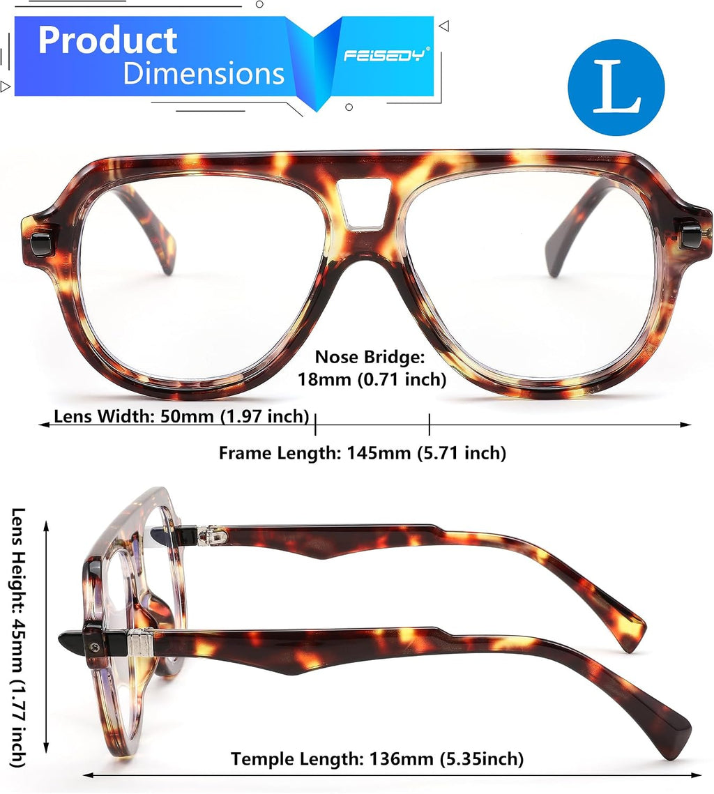 FEISEDY Aviator Frame Glasses for Women Men Blue Light Blocking Glasses Anti Glare Computer Eyeglasses B0039