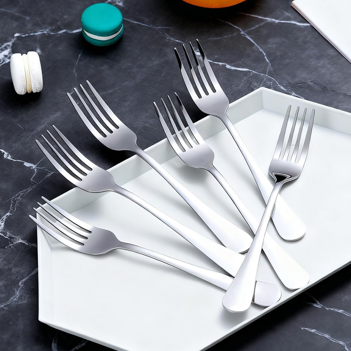 Berglander Salad Forks Set 24pcs  Stainless Steel 7.28" Dessert Forks  Flatware Silverware Fork for Home Kitchen  Restaurant  Hotel  Dishwasher Safe