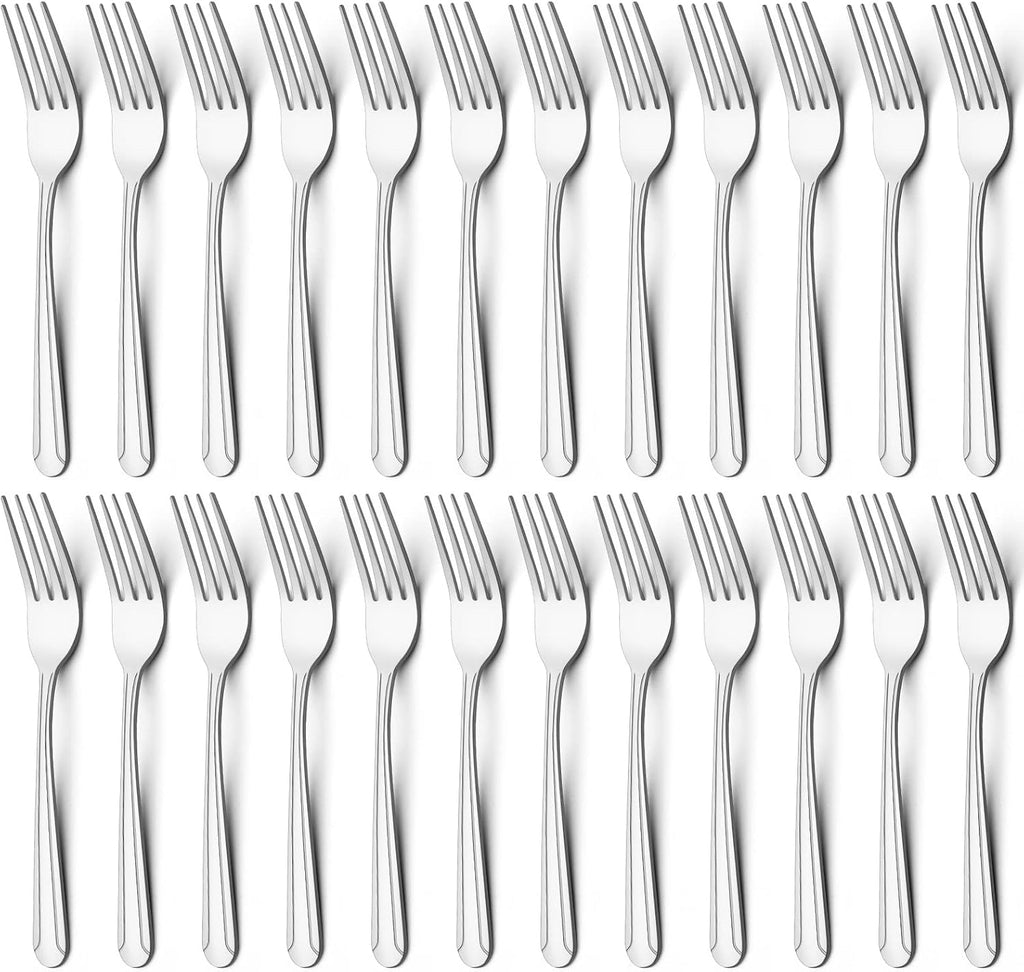 BEWOS 24 Pieces Dinner Forks Set  8.2-Inch Stainless Steel Forks Silverware  Flatware Salad Forks for Home  Kitchen or Restaurant - Mirror Polished  Dishwasher Safe