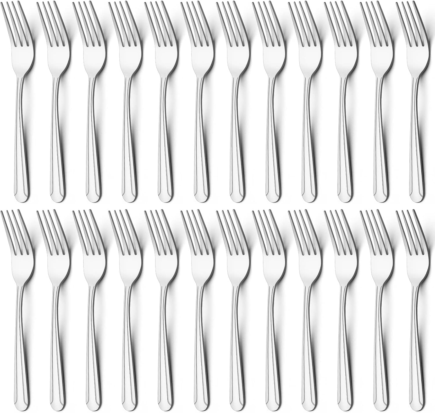BEWOS 24 Pieces Dinner Forks Set  8.2-Inch Stainless Steel Forks Silverware  Flatware Salad Forks for Home  Kitchen or Restaurant - Mirror Polished  Dishwasher Safe