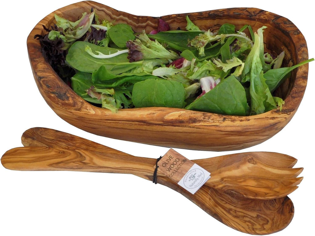 Naturally Med Olive Wood Natural Fruit Bowl/Salad Bowl/Serving Bowl 12.5"