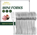 100CT Plastic Mini Forks 4 Inch Heavy Duty Small Silver Dessert Forks Disposable Tiny Forks for Appetizers Tasting  Cocktail Hors D'oeuvres  Charcuterie Board  Wedding Reception