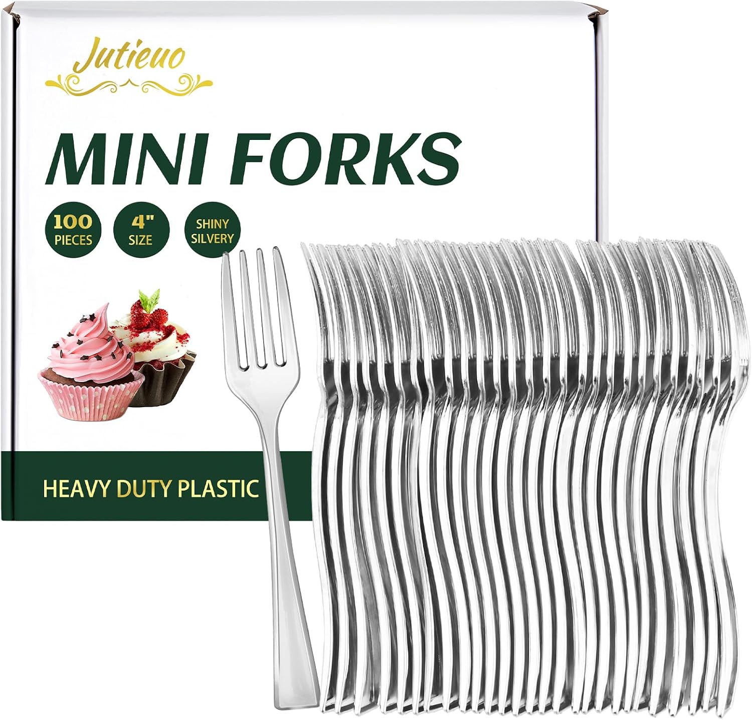 100CT Plastic Mini Forks 4 Inch Heavy Duty Small Silver Dessert Forks Disposable Tiny Forks for Appetizers Tasting  Cocktail Hors D'oeuvres  Charcuterie Board  Wedding Reception