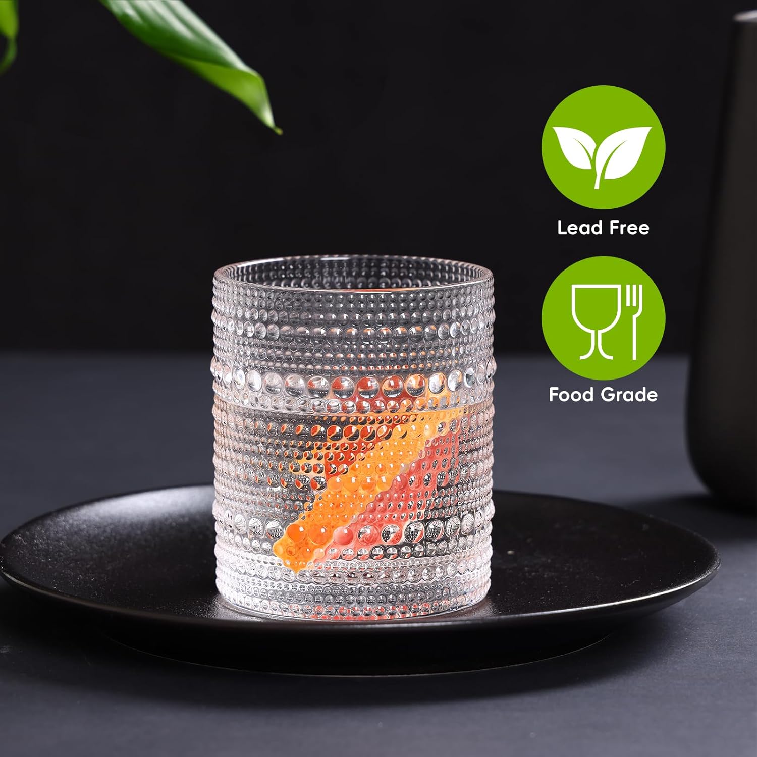Moretoes Hobnail Drinking Glasses Set of 12  12 Oz Highball Glasses & 10 Oz Cocktail Glasses  Clear Embossed Boho Glass Cups Kitchen Bar Tumbler Glassware Set for Whiskey  Beer  Juice  Milk