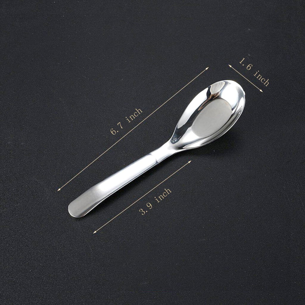 Asian Soup Spoons Chinese Soup Spoons Stainless Steel Spoons  Thick Heavy Stainless Steel Soup Spoons Table Spoons Dinner Spoons Flat Square Spoon Set of 4