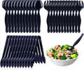 36Pcs Black Plastic Serving Utensils Disposable Serving Spoons Forks Tongs for Party Utensils Supplies for Dinner Parties Buffets Salad Noodles Soup and Weddings (Black)