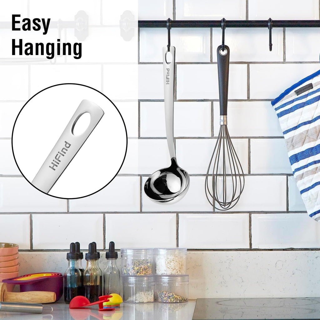 Kitchen Stainless Steel 11.2 Inches Round Soup Ladle Ergonomic Handle  Perfect For Stirring  Serving Soups  And More - Heavy-Duty Metal Ladle Chef Craft Select Serving Ladle