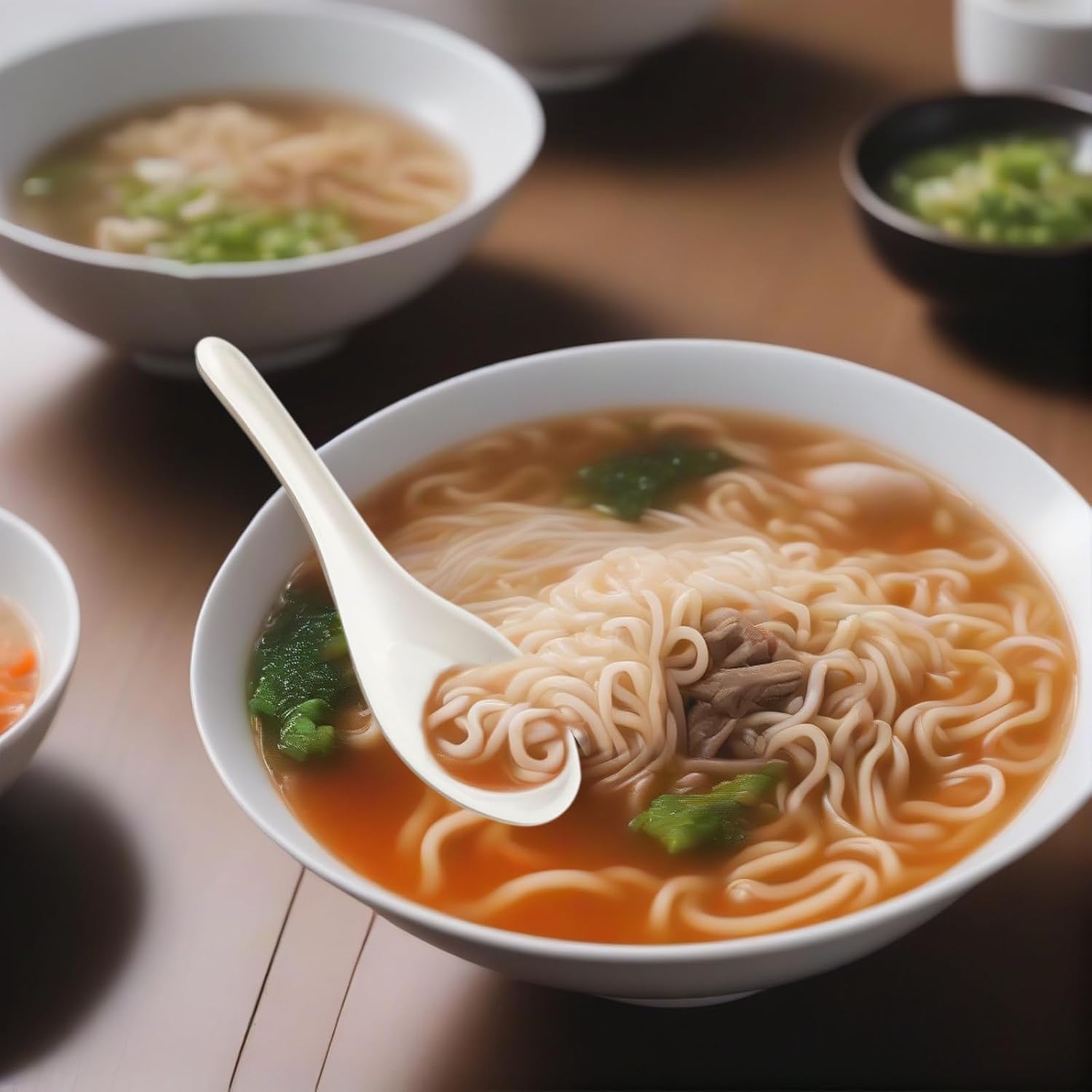 Eco Friendly Disposable Soup Spoons  Sugarcane Fiber Spoon  Healthy and Sturdy  5.5" Asian Soup Spoons  for Take-out Ramen Pho Noodles(50PCS)