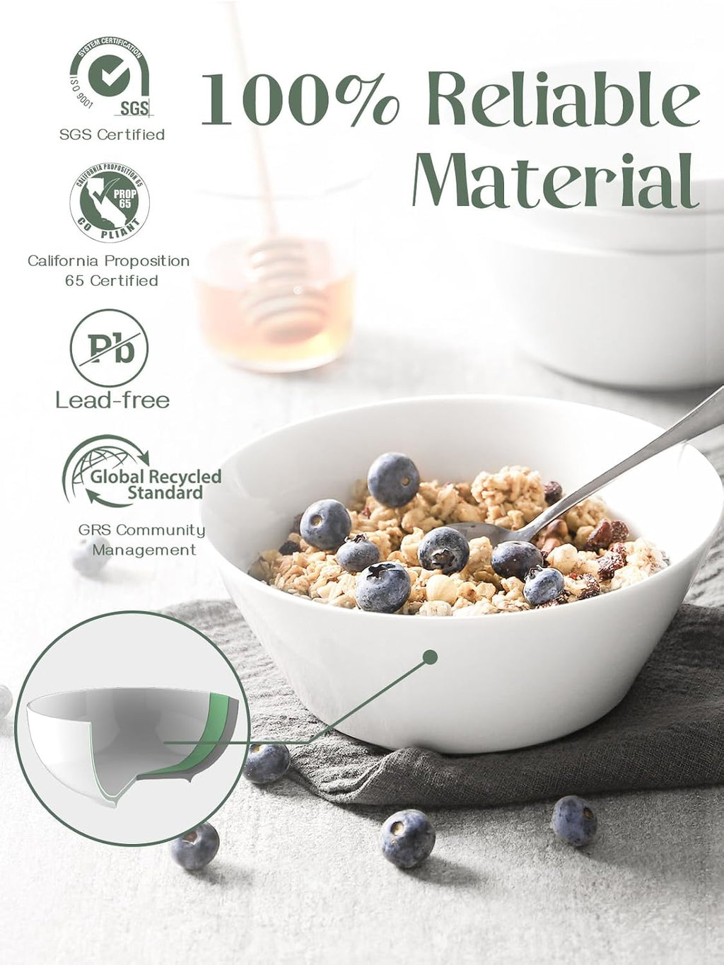 DOWAN 32 OZ Large Soup Bowls Set of 4 - White Ceramic Bowls for Kitchen  Deep Bowls for Cereal  Salad  Pasta  Fruits  Ramen  Dishwasher & Microwave Safe