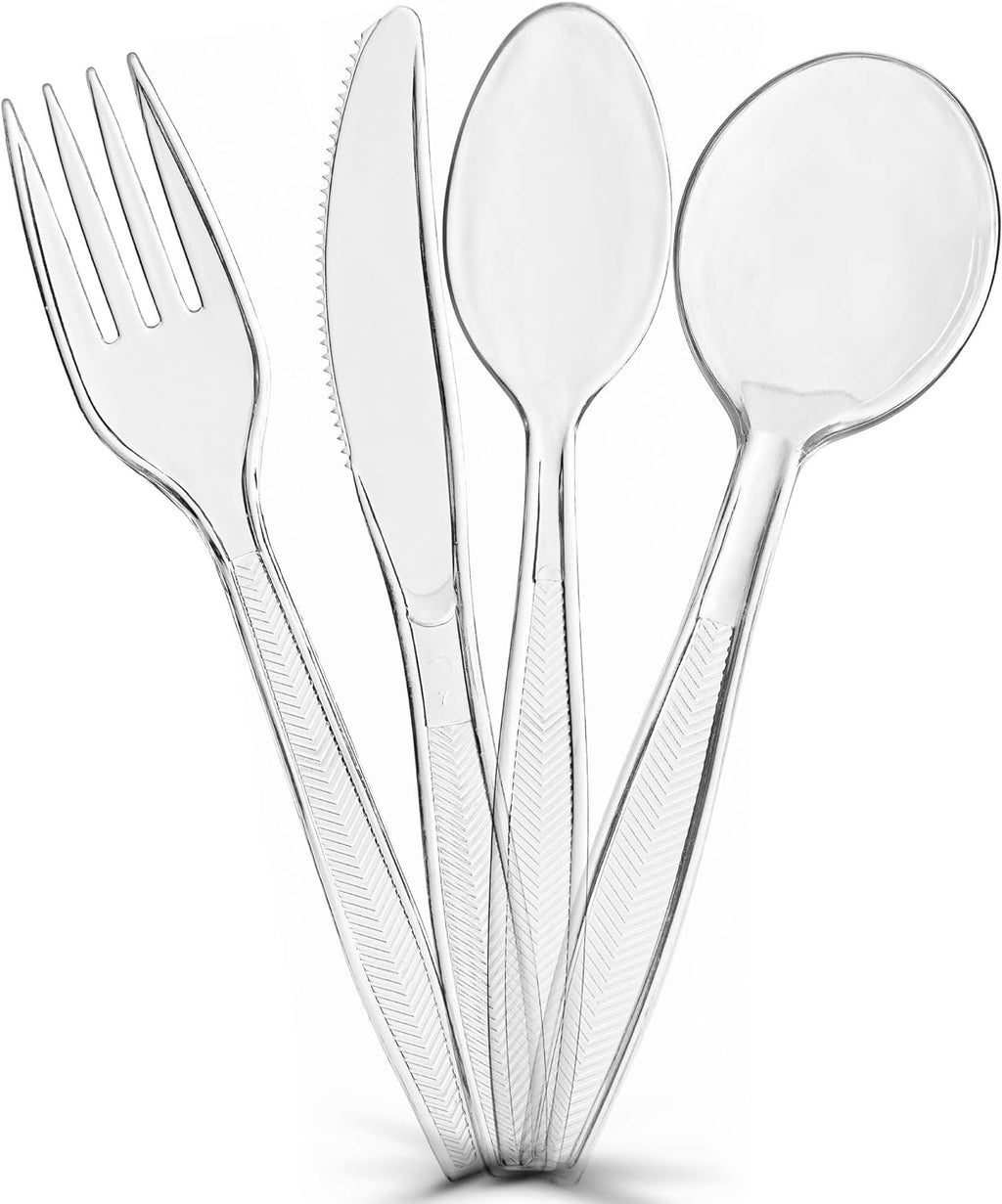 Plasticpro Clear Plastic Soup Spoons Disposable Cutlery Medium Weight Utensils 100 Count