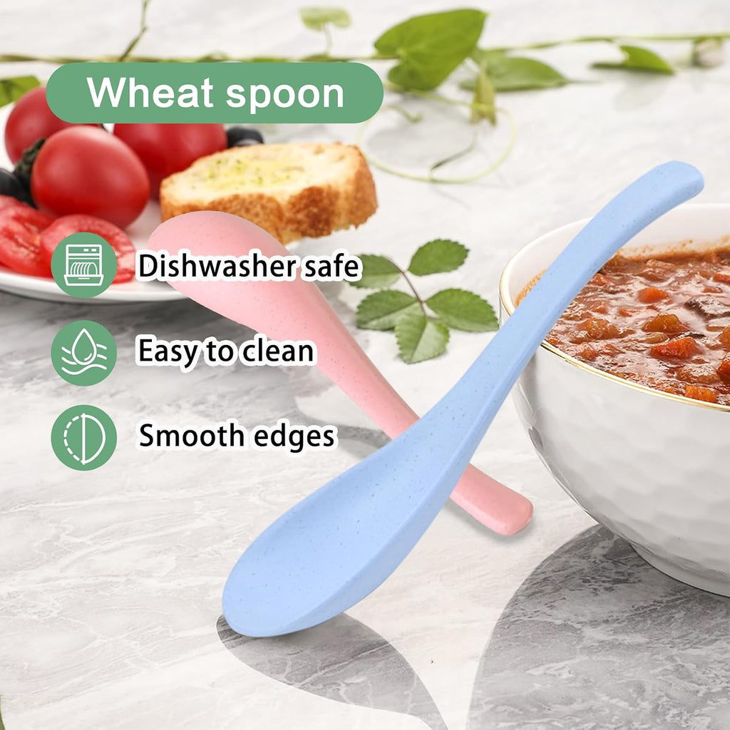 8 Pcs Plastic Spoon Dinner Spoons  Lnrkai Portable Reusable Soup Spoon Reusable Multicolor Lightweight Durable Spoon Dishwasher & Microwave Safe for Gift Set (8PCS)