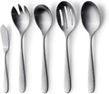 Matte Silverware Set  18/10 Stainless Steel Satin Flatware  Modern Brushed Finish Cutlery  Dishwasher Safe & Durable  Built to Last (10-Piece Serving Set  Fidenza Hammered)