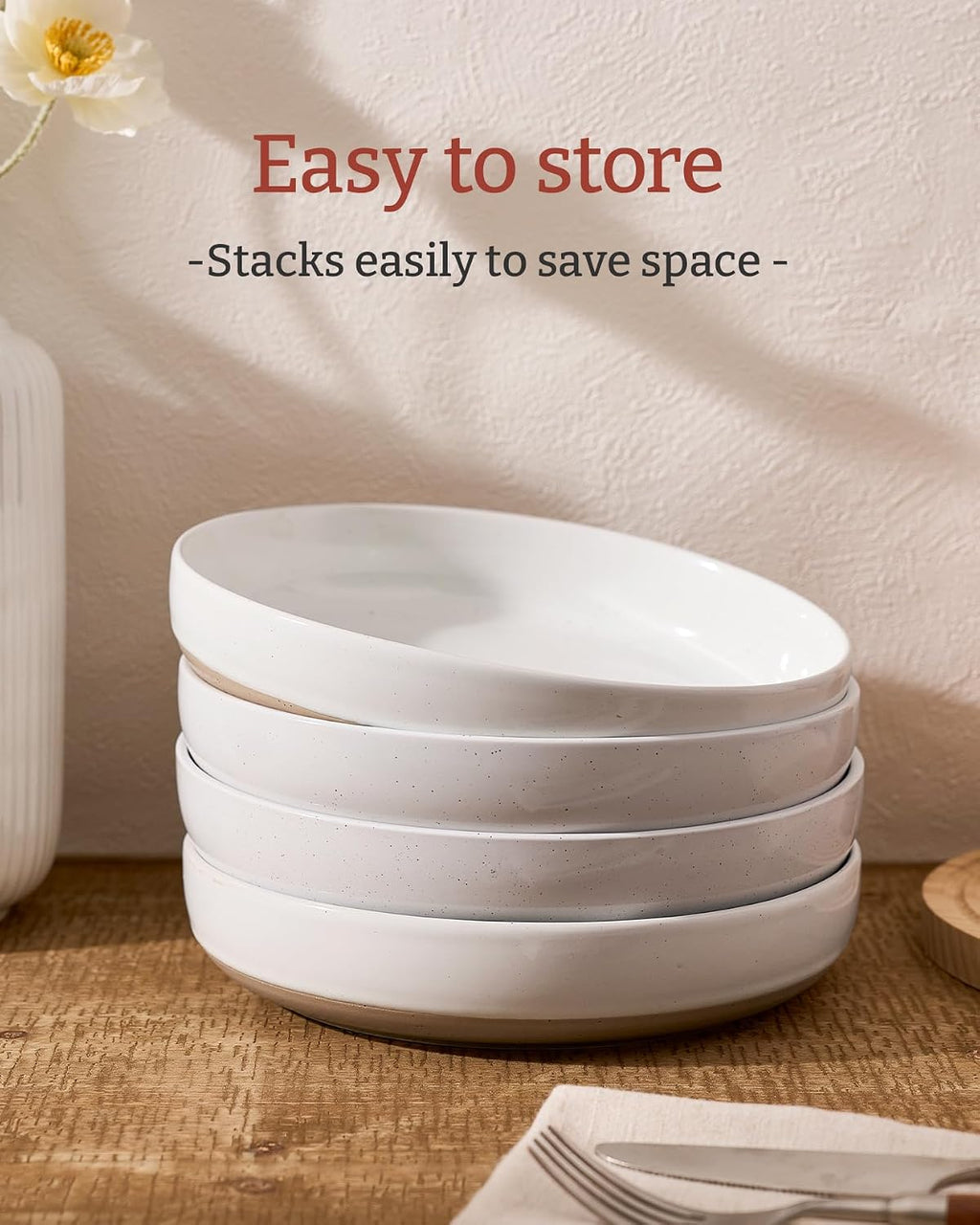 famiware Milkyway 33 oz Bowl Set  Pasta Bowls Set of 4  Salad Bowls Perfect for Your Friend for Housewarming  Thanksgiving  Christmas  White